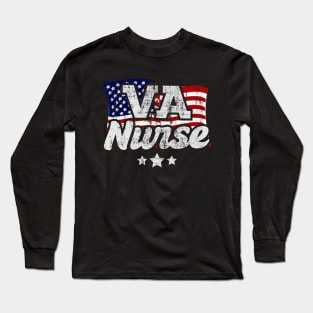 VA Nurse Patritic Flag Long Sleeve T-Shirt